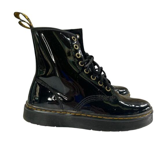 Dr. Martens Zavala Patent Leather Combat Boots Black Size 6 - Picture 5 of 8
